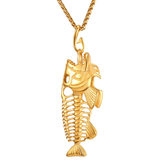 🐟🔥 “Golden Predator” – Colar Masculino em Aço Titânio