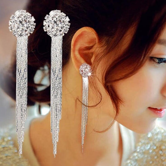 ✨ Brincos Longos com Cristais — Elegância
